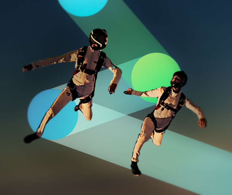 Retailvisor Purpose — skydivers aligned in formation